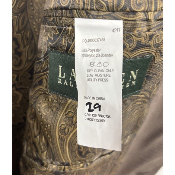 NWT Lauren Ralph Lauren Men’s Corduroy Blazer/Sports Jacket Brown Size 42R - Picture 6 of 10